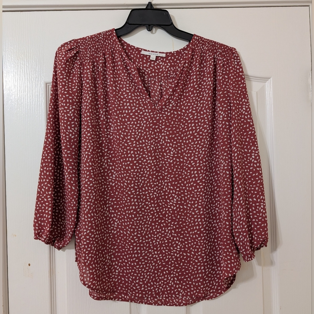 Fun2fun Women's Pink‎ Patterned Flowy Blouse